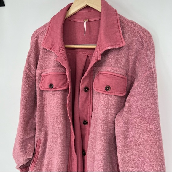 Free People Ruby Jacket Pink Oversized Distressed Elbow Patches Comfy - Picture 5 of 12